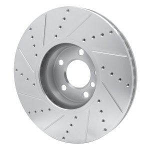 BMW 535i GT Brake Rotor (1) - Front Left - R1 Concepts - Drilled & Slotted - Silver - `10-`18